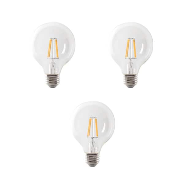 Feit Electric 75-Watt Equivalent G25 Globe Dimmable Filament Clear Glass E26 Medium Base LED Vintage Edison LIght Bulb Daylight 3-Pack
