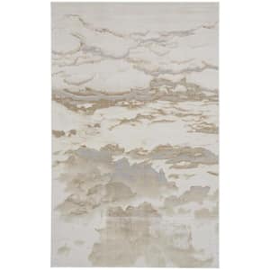Ivory Tan and Gray 2 ft. x 3 ft. Abstract Area Rug