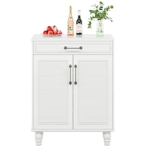 Ahlivia White MDF 31.5 in. Sideboard Buffet Cabinet with 2-Doors and Storage Shelves, Accent Storage Cabinet with Drawer