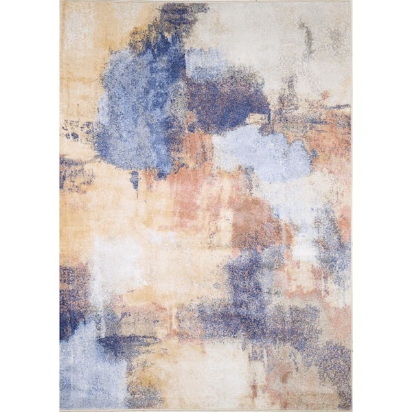 BASHIAN Everek Blue/Multi 9 ft. x 12 ft. Abstract Transitional Area Rug
