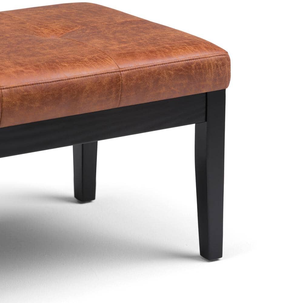 Slate Gray Tufted Rectangular Engineered Wood Bench Ottoman