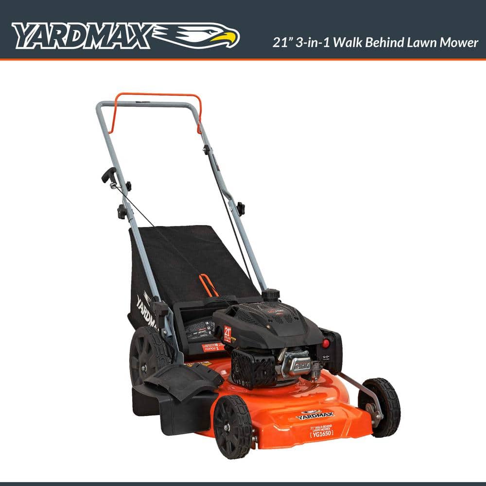 YARDMAX 21 in. 170cc 3-in-1 Gas Walk Behind Push Lawn Mower with