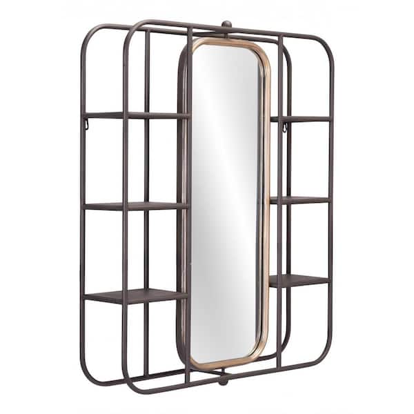 HomeRoots 27.6 in. x 33.1 in. Classic Rectangle Framed Gray Vanity Mirror