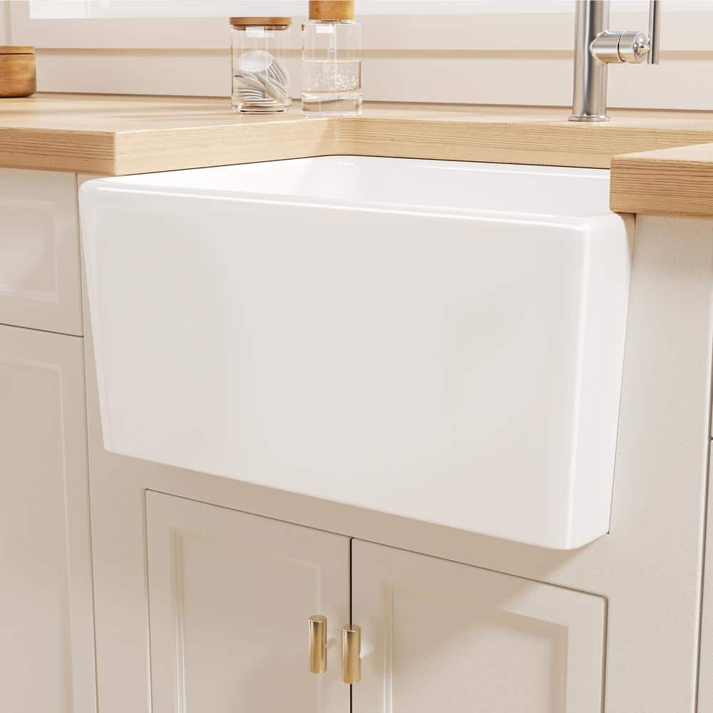 Crisp White Ceramic Farmhouse Apron-Front Kitchen Sink
