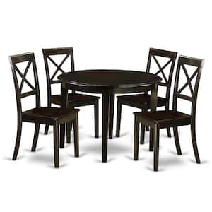 5-Piece Cappuccino Solid Wood Top - Round Dining Room Set - Seats 4