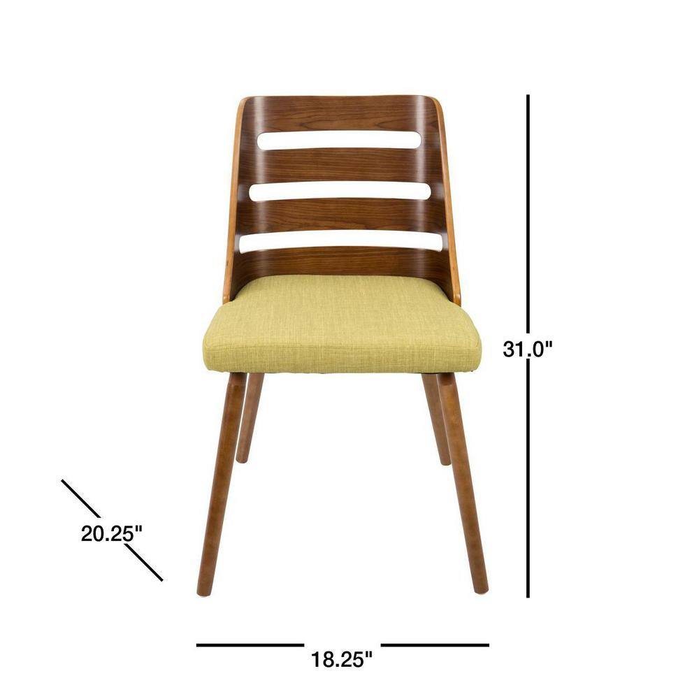Green Upholstered Walnut Ladderback Side Chair