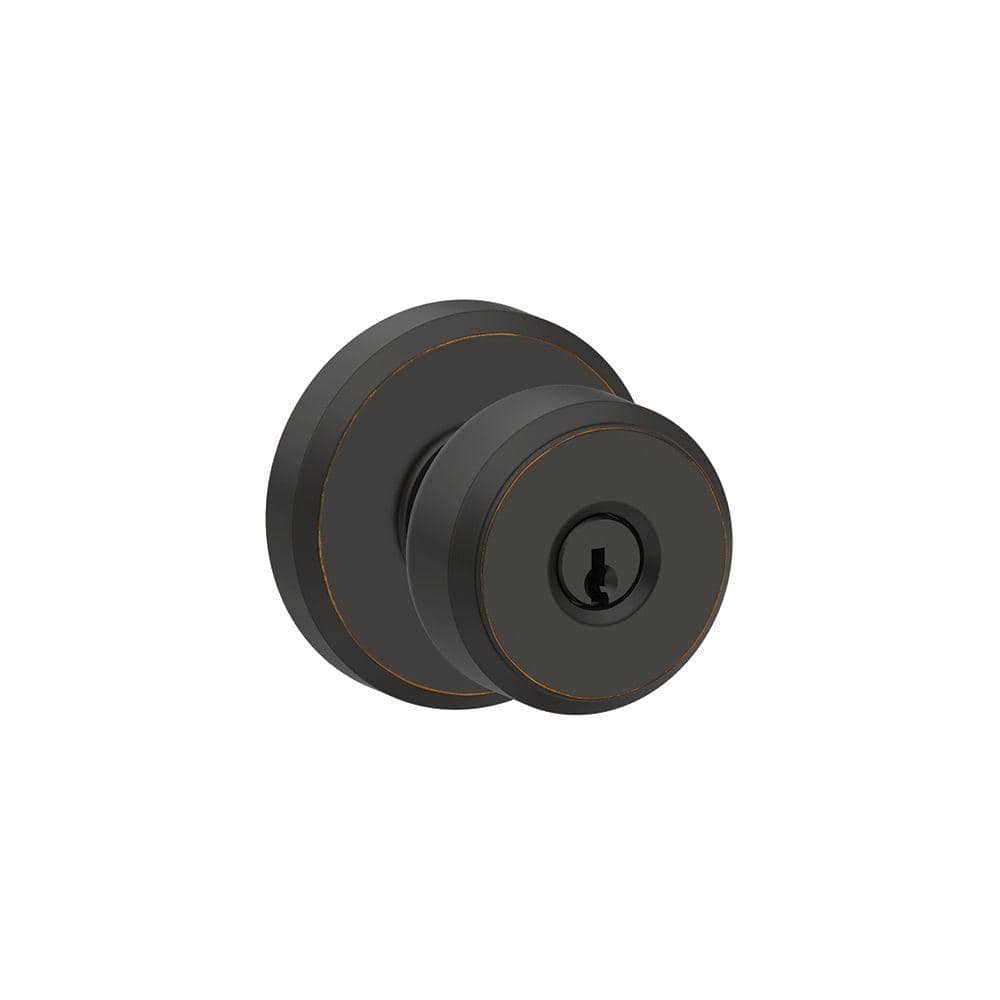 Schlage Bowery Aged Bronze F51A Keyed Entry Knob with B60 Deadbolt Combo  Pack, FB50NVBWE716