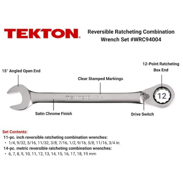 25-Piece (1/4-3/4 in., 6-19 mm) Reversible 12-Point Ratcheting Combination Wrench Set