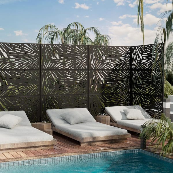 Dovelina Frank 72 in. Galvanized Steel Garden Fence Outdoor Privacy Screen Garden Screen Panels
