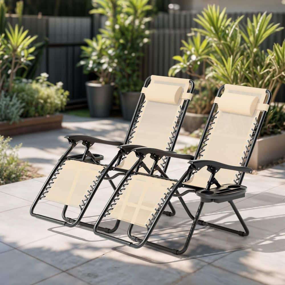 MoNiBloom (Set of 2) Patio Lounge Foldable Zero Gravity Chair with