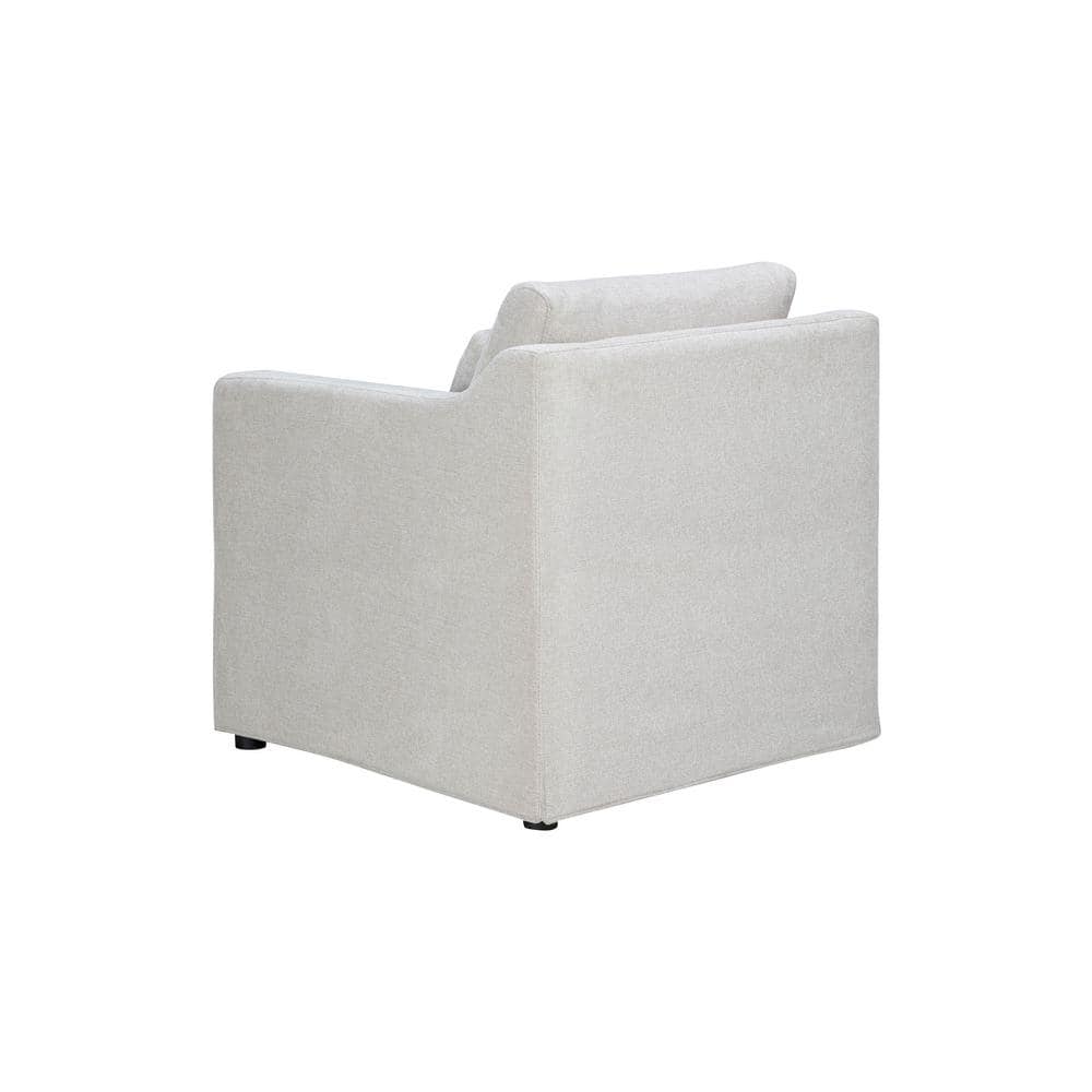 Gray Woven Fabric Medium Accent Chair with Recessed Arms