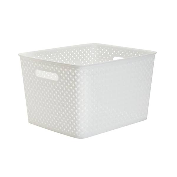 White Plastic Cube Storage Bin, Plastic Cube Storage Bin With Lid
