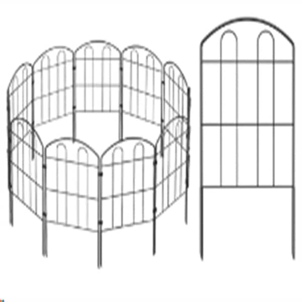 ITOPFOX Outdoor Powder Coated Mill Edge Metal Decorative Garden Fence Border Animal Barrier Measures 24 in. x 130 in. 10-Pieces