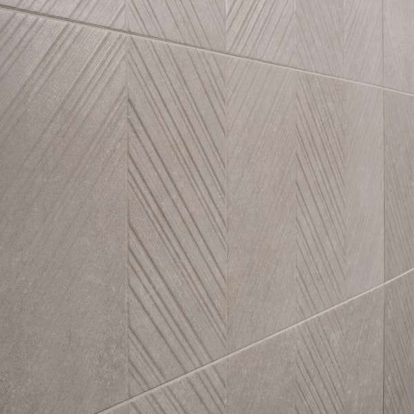 Ivy Hill Tile Urbane Pearl Gray Chevron 11.81 in. x 35.43 in