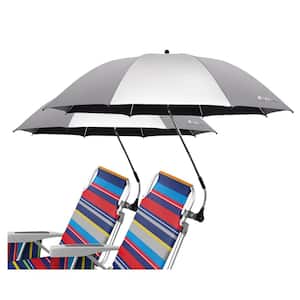 2-Pack 3.2 ft. 360 ° Adjustable Chair Umbrella with Clamp, Beach Umbrella UPF50+ UV Protection, Silver