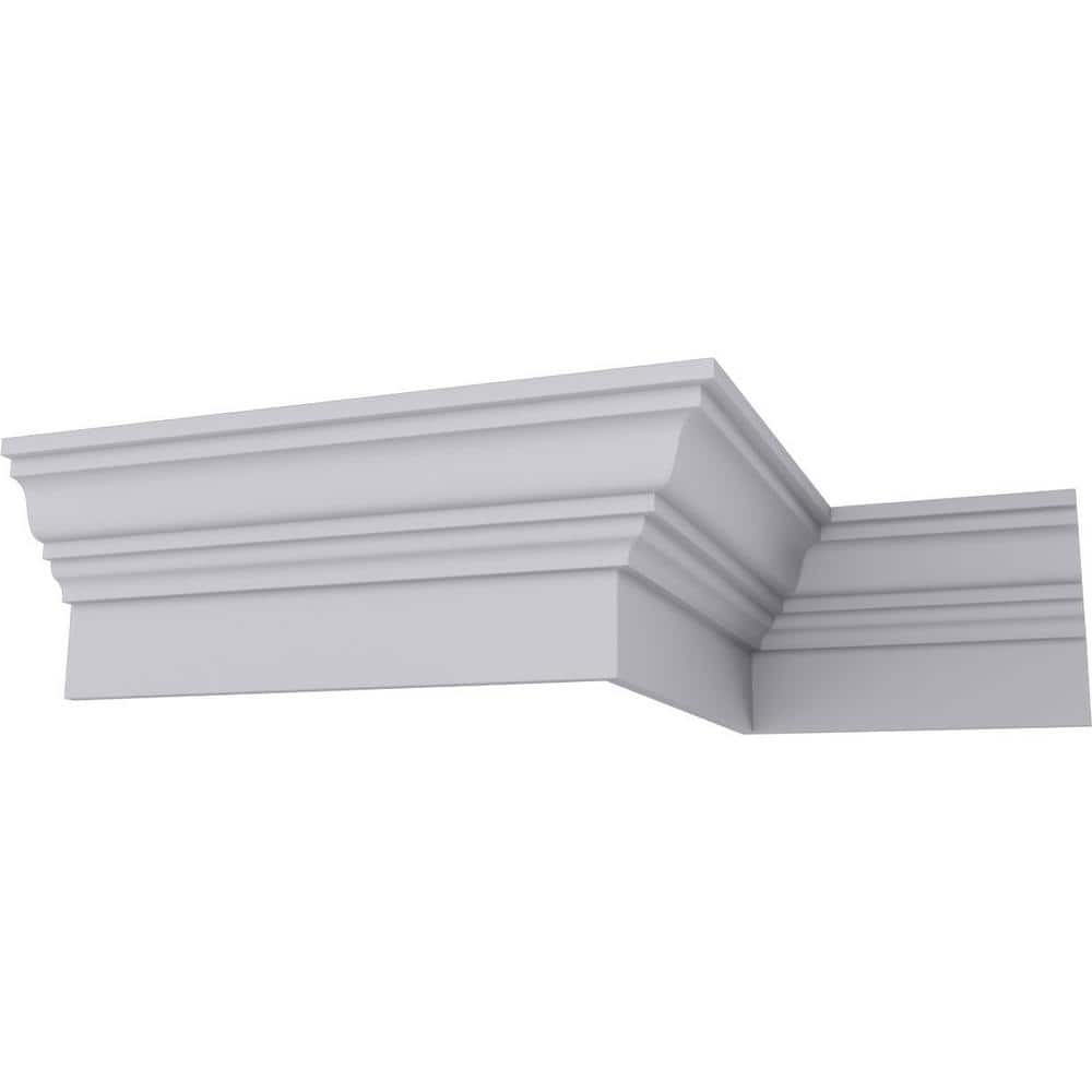 Primed Geometric Polyurethane Crown Moulding Sample, 12" Length