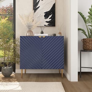 2-Door V-Shaped Pattern Accent Storage Cabinets in Blue