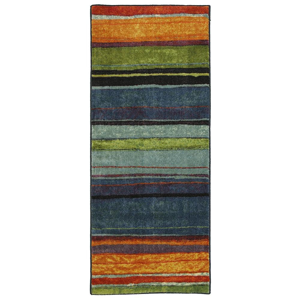 Mohawk Home Rainbow Multi 2 ft. x 5 ft. Machine Washable Striped  Contemporary Runner Rug 207298 - The Home Depot