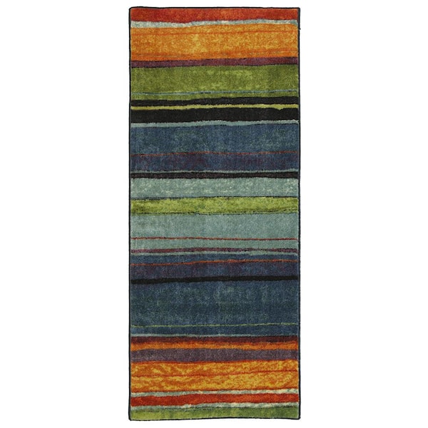 Mohawk Home Rainbow Multi 2 ft. x 5 ft. Machine Washable Striped Contemporary Runner Rug