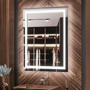 30 in. W x 36 in. H Rectangular Frameless LED Light Anti-Fog Wall Bathroom Vanity Mirror with Backlit and Front Light
