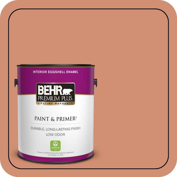 BEHR PREMIUM PLUS 1 gal. #M200-5 Terra Cotta Clay Eggshell Enamel Low Odor Interior Paint & Primer
