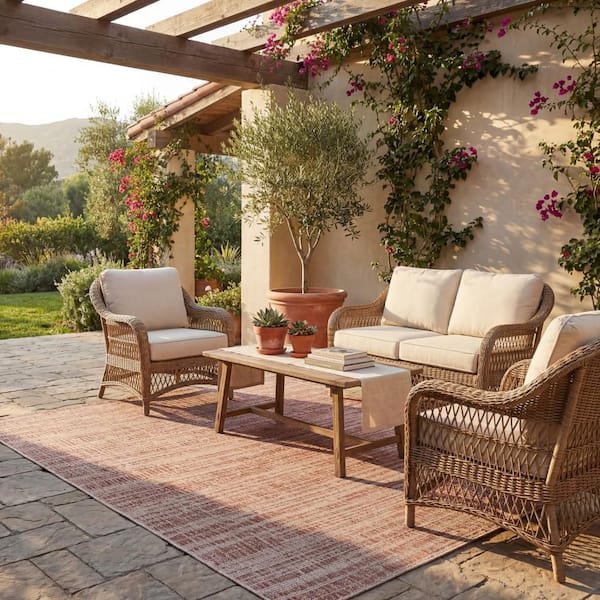 Virellea Bohemian Red 8 ft. x 10 ft. Outdoor Area Rug