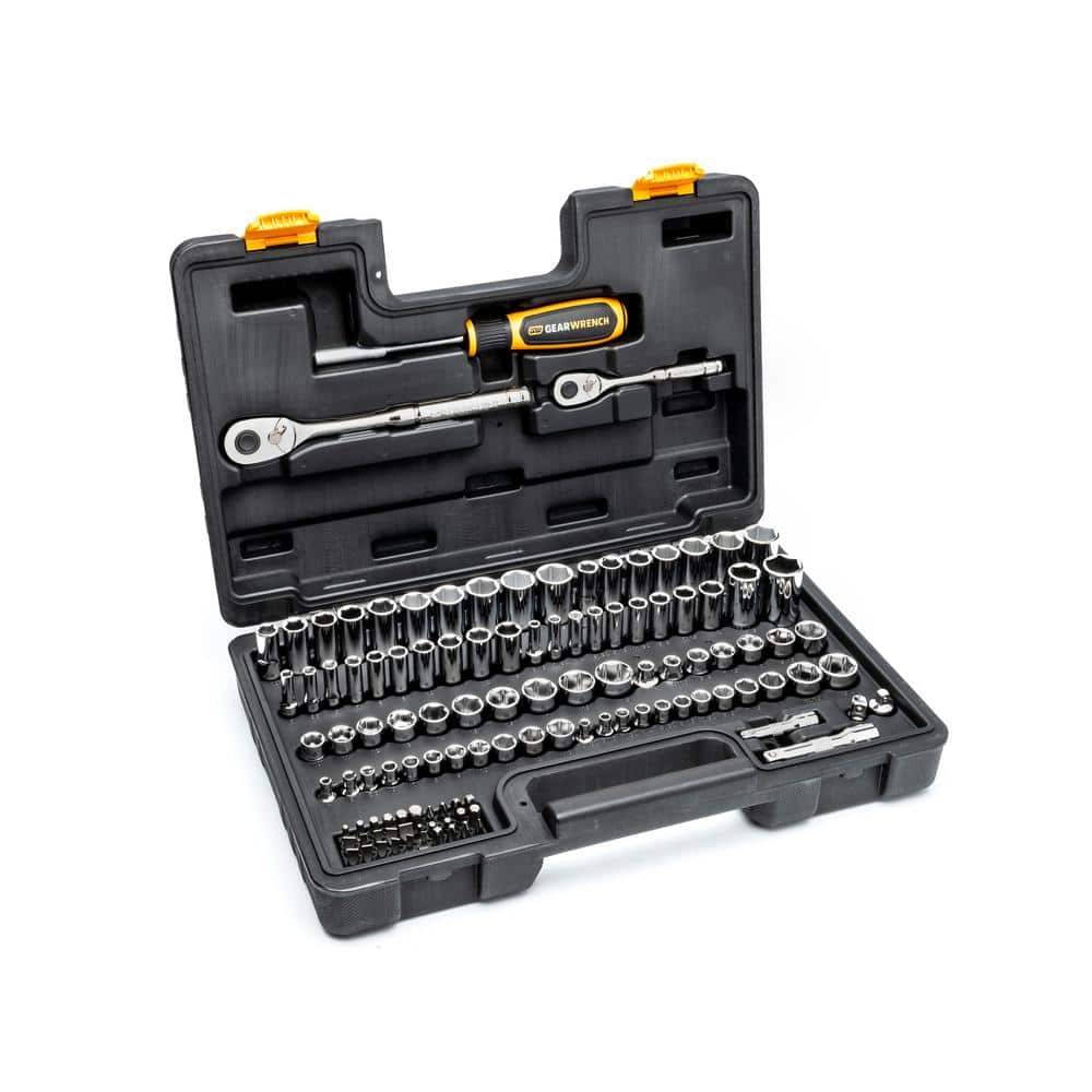 GEARWRENCH 1/4 in. and 3/8 in. Drive 6-Point Standard and Deep, SAE and  Metric Mechanics Tool Set (115-Piece) 88001 - The Home Depot