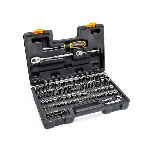 GEARWRENCH 1/4 in. and 3/8 in. Drive 6-Point Standard and Deep, SAE and Metric Mechanics Tool Set (115-Piece)