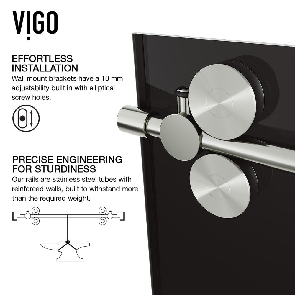 Elan 56-60" Frameless Sliding Shower Door with Black Tinted Glass