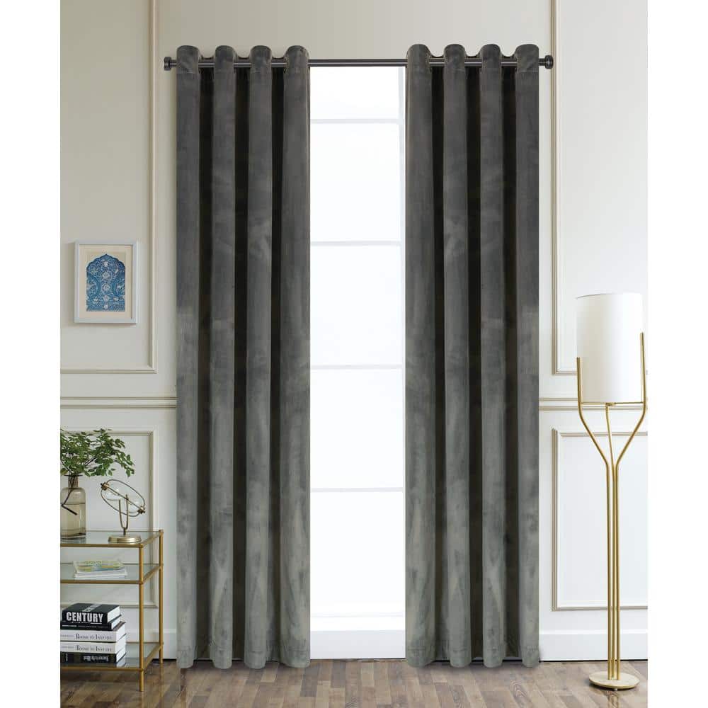 Reviews for Lyndale Decor Charcoal Velvet Grommet Room Darkening