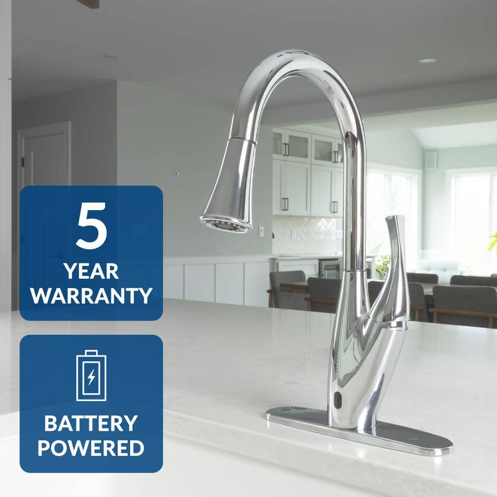 Chrome Pull-Down Single Handle Kitchen Faucet with Spray