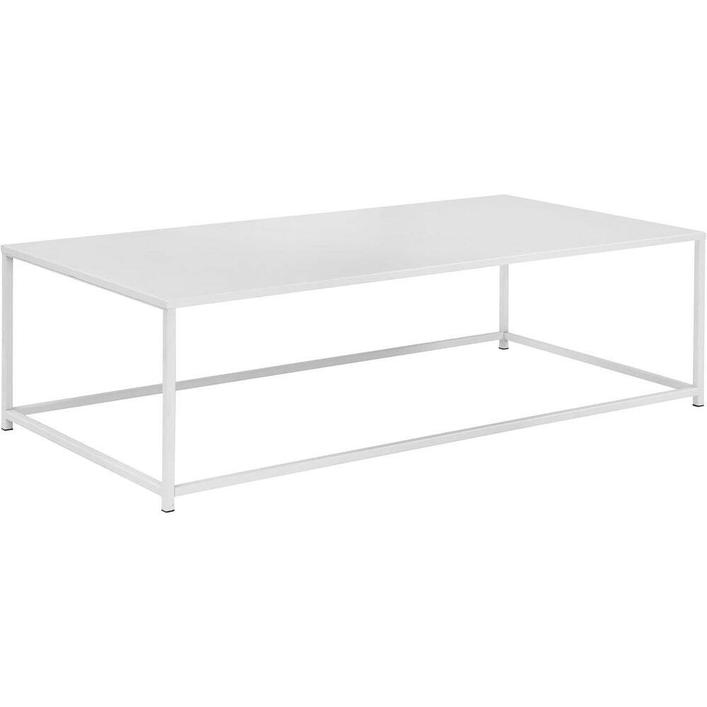 48 in. White Rectangle Metal Top Coffee Table
