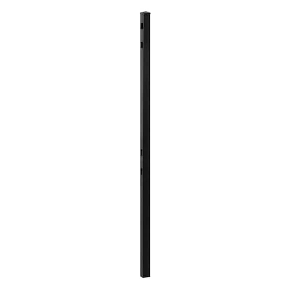 Barrette Outdoor Living Natural Reflections 2 in. x 2 in. x 8-7/8 ft. Black Standard-Duty Aluminum Fence Line Post
