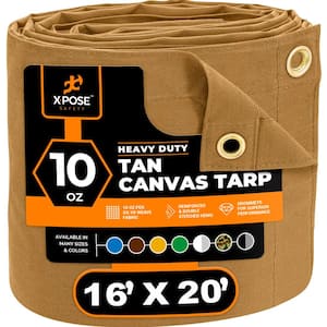 Canvas Heavy-Duty 16 ft. W X 20 ft. L Tan 10 oz. Tarp