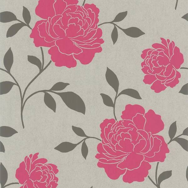 Kenneth James Clara Pink Floral Silhouette Wallpaper