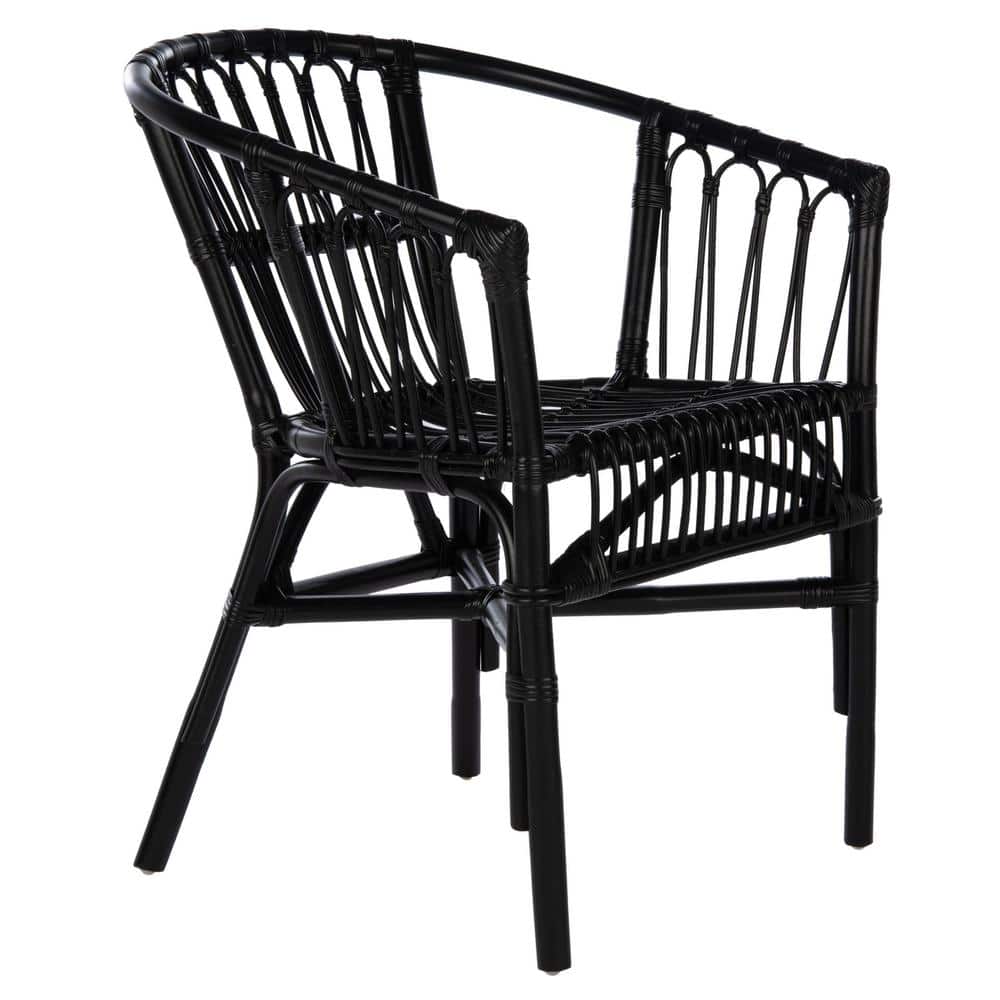 Sustainably Sourced Black Rattan Accent Chair Set