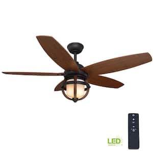 Noah 52 in. LED Indoor Forged Iron Ceiling Fan with Light Kit and Remote Control