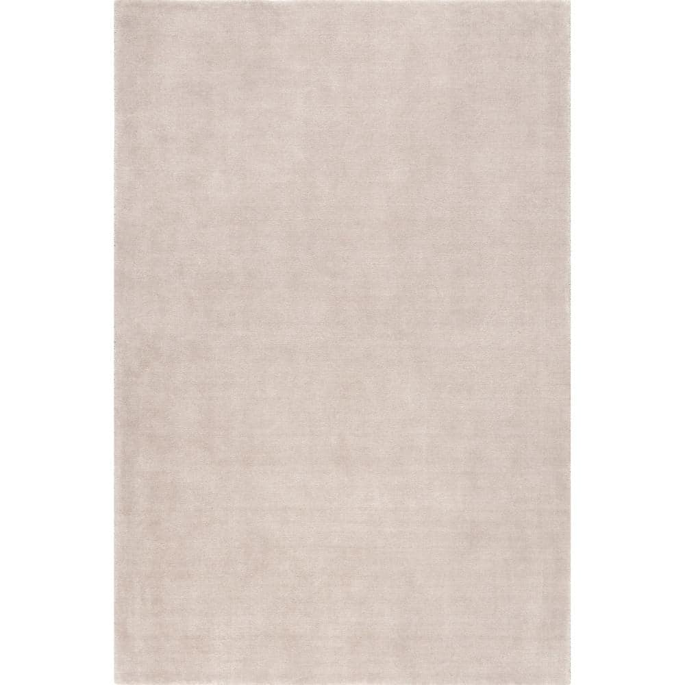 Dove Grey Handmade Wool and Viscose Rectangular Rug