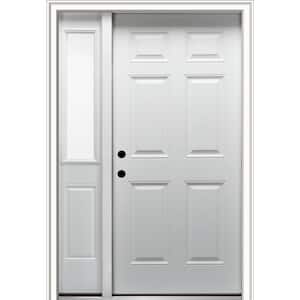 53 in. x 81.75 in. 6-panel Right Hand Inswing Classic Primed Fiberglass Smooth Prehung Front Door with One Sidelite
