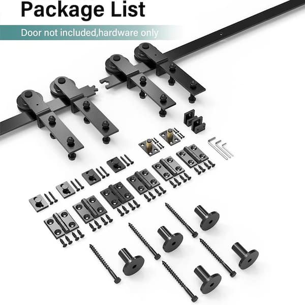 WINSOON 6.6 ft. /80 in. I Shape Frosted Black Bi-Folding Sliding Barn Door Hardware Track Kit for 4-Doors