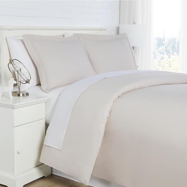 Southshore Fine Linens 300 TC Bone Full/Queen Cotton Percale Duvet Cover Set