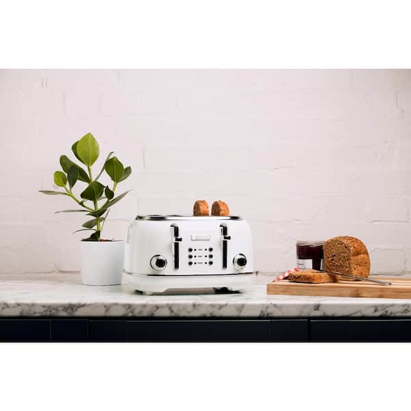 HADEN Heritage 1500-Watt 4-Slice White Wide Slot Retro Toaster with Removable  Crumb Tray and Browning Control 75013 - The Home Depot