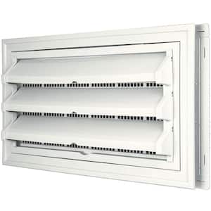 9-3/8 in. x 17-1/2 in. Foundation Vent Kit with Trim Ring and Optional Fixed Louvers (Galvanized Screen) in #123 White