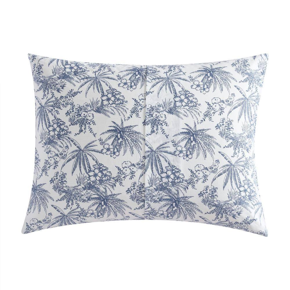 Pen and Ink Blue Floral Cotton Queen Duvet Cover Set