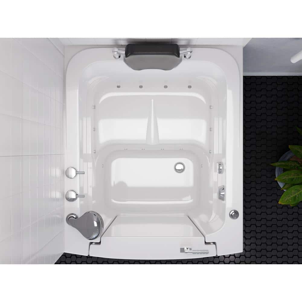 Universal White Fiberglass Walk-In Air Bathtub with Left Drain