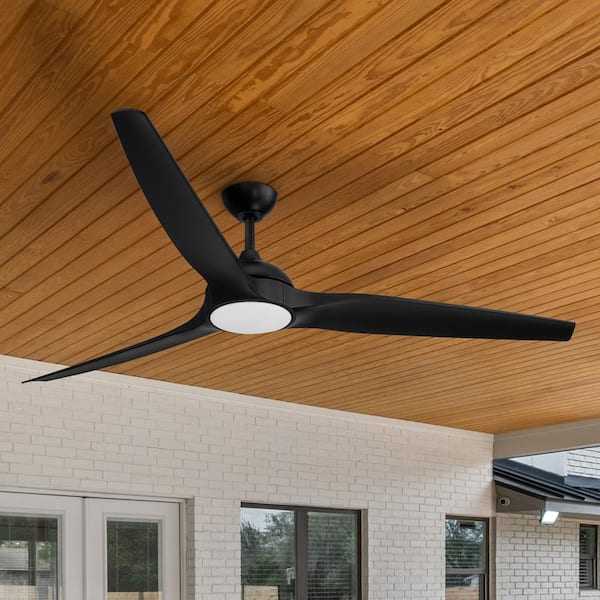 Arcas 72 in. Outdoor Matte Black Integrated LED Ceiling Fan with 5-CCT and 7-RGB Selections, Remote Included