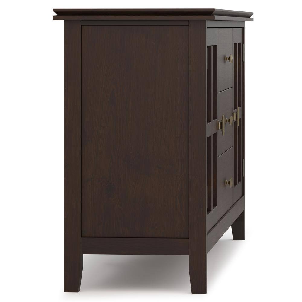 Artisan Dark Chestnut Brown Solid Wood Sideboard Buffet
