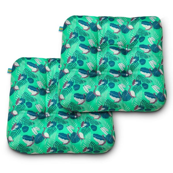 Classic Accessories Duck Covers 19 in. x 19 in. x 5 in. Mojito Flamingo Square Indoor/Outdoor Seat Cushions (2-Pack)