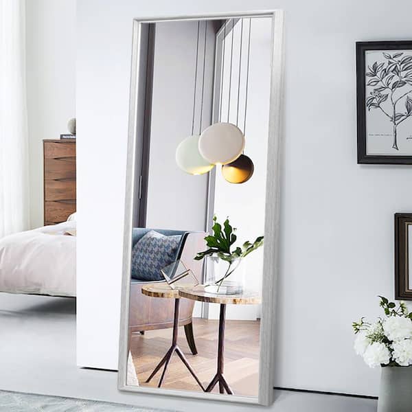 Lirago Grey Modern Frame with Gold Edge Large Full-length Floor Mirror Standing Leaning or Hanging in Living Room