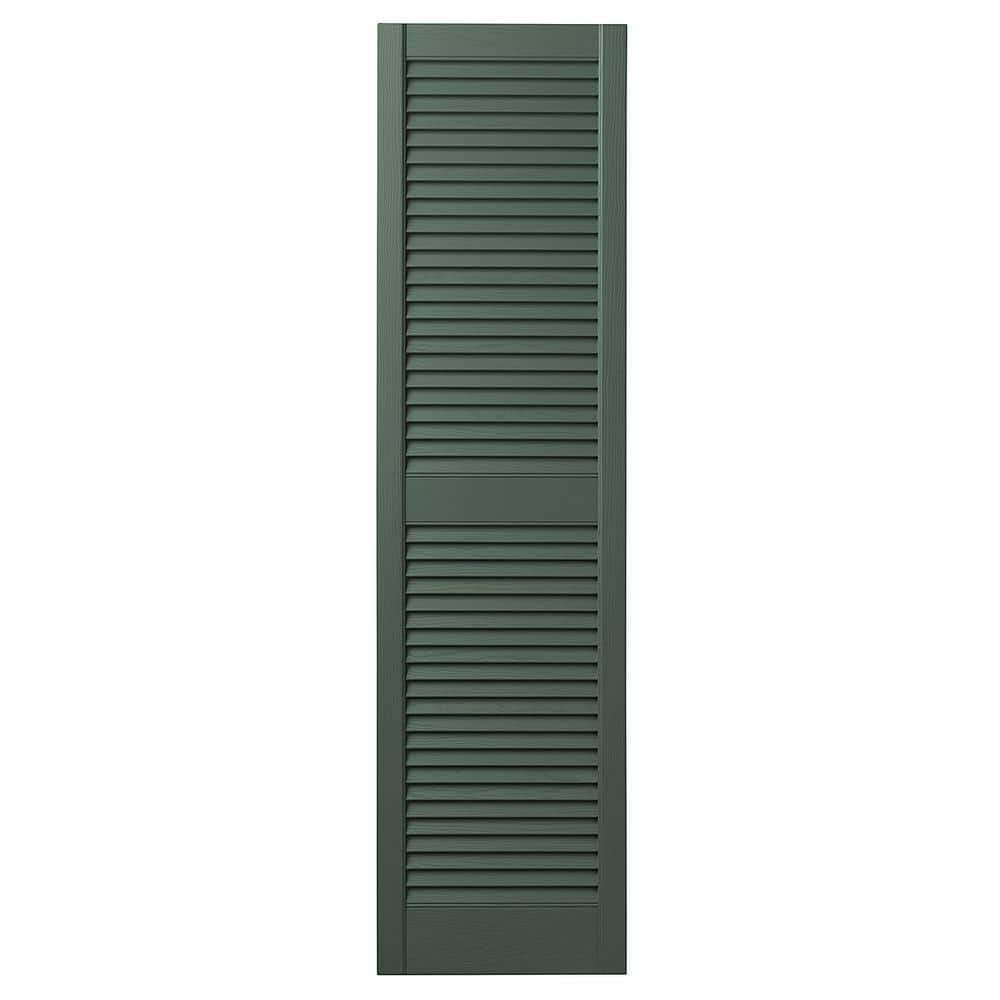 12 in. x 59 in. Open Louvered Polypropylene Shutters Pair in Green